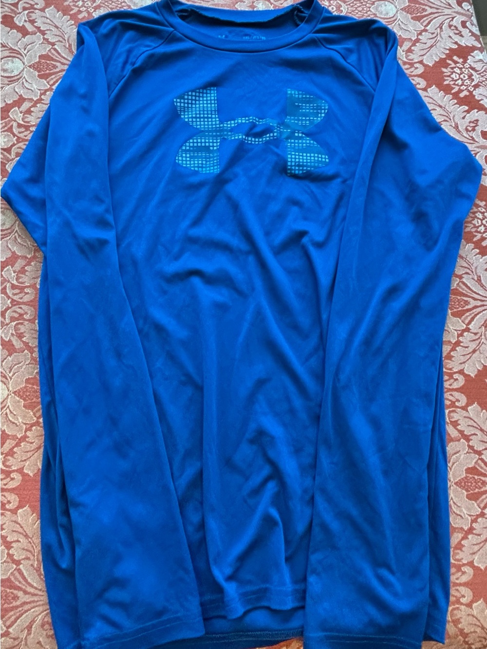 Under Armour Long-Sleeve Tech Tee in Blue with Logo